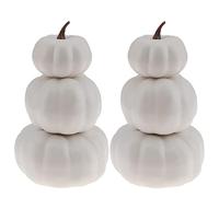 Gresorth 2 Pack Blanc Citrouilles Empilable Faux Artificiels Halloween Décoration DIY Artisanat Peindre Citrouille pour Maison Parti Tableau Cuisine Mariage Deco