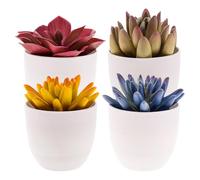 Gresorth 4 Pièces Artificiel Succulentes Plante Décoration en Pots Faux Aloès Pourpre Ornement Mini Jaune Affichage pour Cuisine Parti