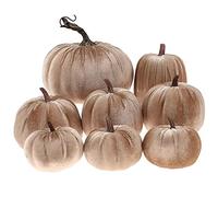 Gresorth 8pcs Assorti Taille Faux Fait à la Main Champagne Velours Citrouille Artificielle Automne Moisson Halloween Décoration Maison Cuisine