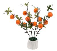 Gresorth Artificiel Mini Orange Branche Faux Réalisme Décoration Vif Fruits Tige Modèle Accueil Armoire Couronne Affichage 4 Pièces