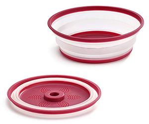 Gresunny cloche micro-onde pliable couvercle micro ondes plastique couvercle de plaque pour micro-ondes avec évents à vapeur housse anti-éclaboussures pour micro-ondes pour fruits légumes rouge