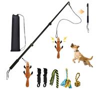 GRETMIX Bâton de flirt pour chiens, jouet interactif pour chien, baguette de teaser extensible avec leurre, jouet à mâcher, chasse et tir à la corde pour chiens de petite, moyenne et grande taille