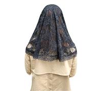 Grettytling Couvre-tête brodé en dentelle pour église, Noir 01, M