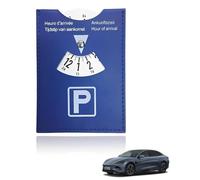 GRETY Disque de Stationnement Européen Luxe en Cuir Synthétique Soft-Touch, 10x13 cm, Applicable à Voiture, Moto, Camping-Car, Bleu