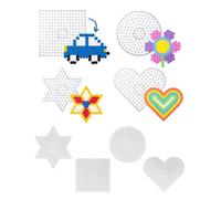 GRETY Ensemble de 4 planches à repasser pour perles de 10 mm - Planche à repasser [carrée, ronde, étoile, cœur] avec de jolis gabarits, cadeau idéal pour repasser les perles