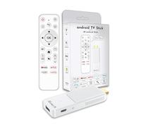 GREVA Clé TV 4K Ultra HD Streaming 2025, Android 14.0 TV Stick avec GG Assistant Télécommande Vocale, Android TV Box Smart Streaming Media Player, 2 Go 16 Go HDR/AV1/2,4G/5G WiFi 6/BT 5.0 Blanc