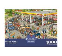 Grève des Stations-Essence françaises Puzzle en Bois Imperméable DIY Puzzles De 1000 Pièces pour Adultes Cadeaux Défi Et Casse-tête De Décoration pour La Maison
