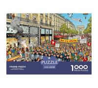 Grève et Manifestation dans Les Rues de Paris Puzzle en Bois Imperméable DIY Puzzles De 1000 Pièces pour Adultes Impossible De Décoration pour La Maison