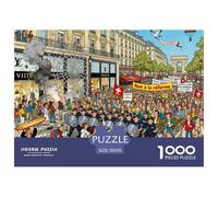 Grève et Manifestation dans Les Rues de Paris Puzzle en Bois Imperméable DIY Puzzles De 1000 Pièces pour Adultes Coloré Jeux Éducatifs