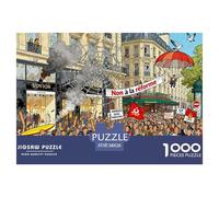 Grève et Manifestation dans Les Rues de Paris Puzzle en Bois Imperméable Puzzles De 1000 Pièces pour Adultes Cadeaux Défi Et Casse-tête De Décoration pour La Maison