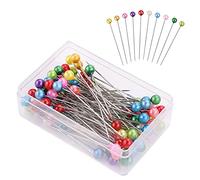 Grevosea 100PCS épingles colorées avec tête epingles à couture epingles Droites en verre épingles en acier coudre billes de verre pour la couture quilting Et l'artisanat de fabrication de bijoux-40mm