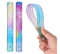 Grevosea 2 pièces Flexible Set Règle multicolore 30cm Règle en plastique incassable Règle souple Règle pliable Règle plate pliable Règle métrique Droite pour école Salle de classe Enfants et adultes