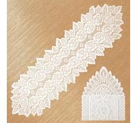Grevosea Lot de 2 chemins de table rectangulaires en dentelle blanche de 119 x 35 cm pour tables de commode, mariage, fête prénuptiale, décoration de fête de Noël