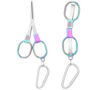 Grevosea Lot de 2 ciseaux pliants, mini ciseaux de voyage portables en acier inoxydable rétractables pour la maison, le bureau, l'extérieur, la couture, la pêche, les infirmières, les voyages