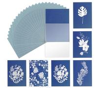Grevosea - Lot de 25 feuilles de papier d'art A5 - Cyanotype - Blanc - 14.8 x 21 cm