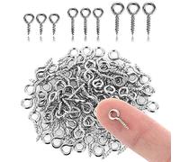 Grevosea Lot de 300 mini crochet à visser filetés Épingles à il à Crochets Oeillets en acier inoxydable argenté pour la fabrication de bijoux, les loisirs créatifs (12mm/10mm/8mm)
