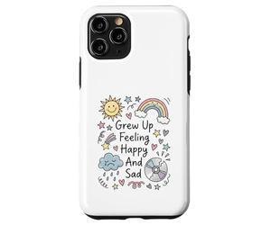 Grew Up Feeling Happy and Trad Childhood Moods Doodle Collage Coque pour iPhone 11 Pro
