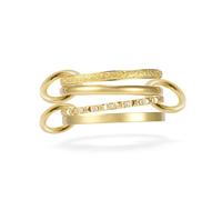 Grewod Alliance Mariage Femme en Acier Inoxydable, Ensemble de 4 Bagues Empilables avec Zirconium Or 2mm Anneau Fantaisie Bague Taille 57