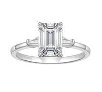 Grewod Anneau Mariage Femme en Argent 925, Zirconium Rectangulaire 7x9mm 3Ct Bague de Alliance Taille 54