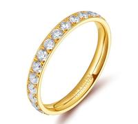 Grewod Bague Anneau Femme en Titane, Éternité avec Zirconium Blanche Or 3mm Bague Anniversaire Taille 48