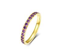 Grewod Bague en Acier Femme, Éternité avec Zirconium Violette Or 3mm Fiançailles Alliance Anniversaire Bague Taille 54