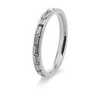 Grewod Bague Femme Éternité Mince et Empilable Zirconium Blanc Taille 52, Argent, Acier Inoxydable, 2.5mm Bijoux Alliance Anneau Mariage Pierre