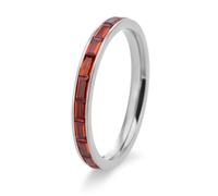 Grewod Bague Femme Éternité Mince et Empilable Zirconium Rouge Taille 52, Argent, Acier Inoxydable, 2.5mm Bijoux Alliance Bague Pierre