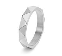 Grewod Bague Homme Acier Inoxydable 4mm Géométrique Argent Taille 54 Bijoux Alliance Bague de Mariage