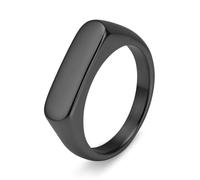 Grewod Bague Homme Acier Inoxydable 5.5mm Barre Simple Noir Taille 65 Bijoux Alliance Alliances de Mariage