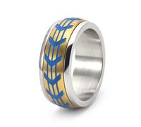 Grewod Bague Homme Acier Inoxydable 9mm Tournante Lumineuse Or Taille 67 Bijoux Bague Rotative