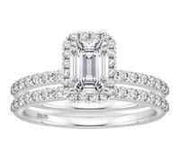 Grewod Bagues Fantaisie Femme en Argent 925, Ensemble de 2 Bagues de Luxe en Zirconium 6x8mm 2Ct Alliance Mariage Taille 52