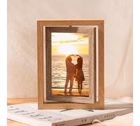 Grewod Cadre Photo Decoratif A4 21x30 cm, Bois, MDF et Acrylique, Rectangle, Rotation Double Face, Horizontal et Vertical, Cadre pour Dessus de Table