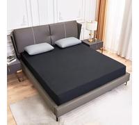 Grewod Drap Housse 100x190cm - Grand Bonnet 45cm - Gris Foncé - Drap House Coton Polyester - Drap Couleur Unie