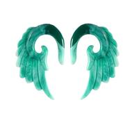 Grewod Ecarteur Oreilles Tunnel 5MM Tunnels Jauges Résine Plug Femme Ailes d'anges Vert Piercing Bijoux, 1 Paire