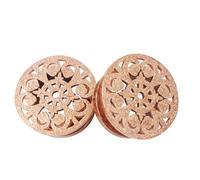 Grewod Ecarteur Tunnel 10MM Ecarteur Oreilles Acier Inoxydable Plug Femme Rond avec Fleur Creuse Or Rose Piercing Bijoux, 1 Paire