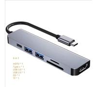 (Grey 6 in 1)Hub USB C vers 4K HDMI,station de chargement SD TF USB 3.0 2.0 Type C pour MacBook iPad Pro Samsung S21 Dex TV projecteur souris
