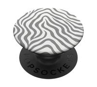 Grey and White Zebra Stripes Pattern Animal Print PopSockets PopGrip Adhésif