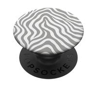 Grey and White Zebra Stripes Pattern Animal Print PopSockets PopGrip Adhésif
