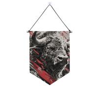 Grey Bull Bannière murale à suspendre avec tige télescopique pour porte, mur, fenêtre, jardin, cour
