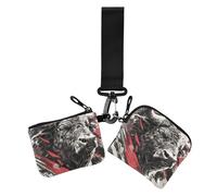 Grey Bull Lot de 2 étuis à cartes pour femme - Porte-monnaie fin et plat - Avec poche zippée pour pièces de monnaie - Pour le travail et les voyages, Taureau gris, 1 size, Décontracté