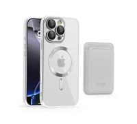 (Grey)For iPhone 16 Pro Case Compatible with MagSafe TPU + PC Mobile Cover with Card Bag