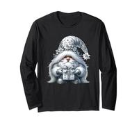 Grey GNOME Graphic in Monochrome Outfit Women Cute Christmas Manche Longue
