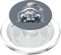 Grey GNOME Graphic in Monochrome Outfit Women Cute Christmas PopSockets PopGrip pour MagSafe