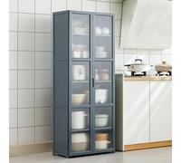 Grey Kitchen Storage Cabinet Freestanding Pantry Cupboard Sideboard with Doors Versatile Shelf Rack for Spices Pots & PansIdeal for Kitchen Living Room & Dining Room