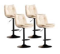 Grey Leather Swivel Barstools 4,Modern Counter Height Bar Stools Upholstered Bar Chairs with Back and Footrest Kitchen Island Home Bar Brown，Orange(Off-White,4PCS)