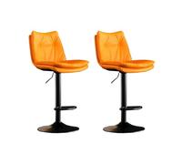 Grey Leather Swivel Barstools 4,Modern Counter Height Bar Stools Upholstered Bar Chairs with Back and Footrest Kitchen Island Home Bar Brown,Orange(Orange,2PCS)