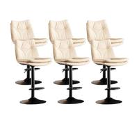 Grey Leather Swivel Barstools 4,Modern Counter Height Bar Stools Upholstered Bar Chairs with Back and Footrest Kitchen Island Home Bar Brown，Orange(Off-White,6PCS)