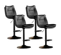Grey Leather Swivel Barstools 4,Modern Counter Height Bar Stools Upholstered Bar Chairs with Back and Footrest Kitchen Island Home Bar Brown,Orange(Black,4PCS)