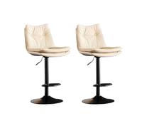 Grey Leather Swivel Barstools 4,Modern Counter Height Bar Stools Upholstered Bar Chairs with Back and Footrest Kitchen Island Home Bar Brown，Orange(Off-White,2PCS)