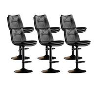 Grey Leather Swivel Barstools 4,Modern Counter Height Bar Stools Upholstered Bar Chairs with Back and Footrest Kitchen Island Home Bar Brown,Orange(Black,6PCS)